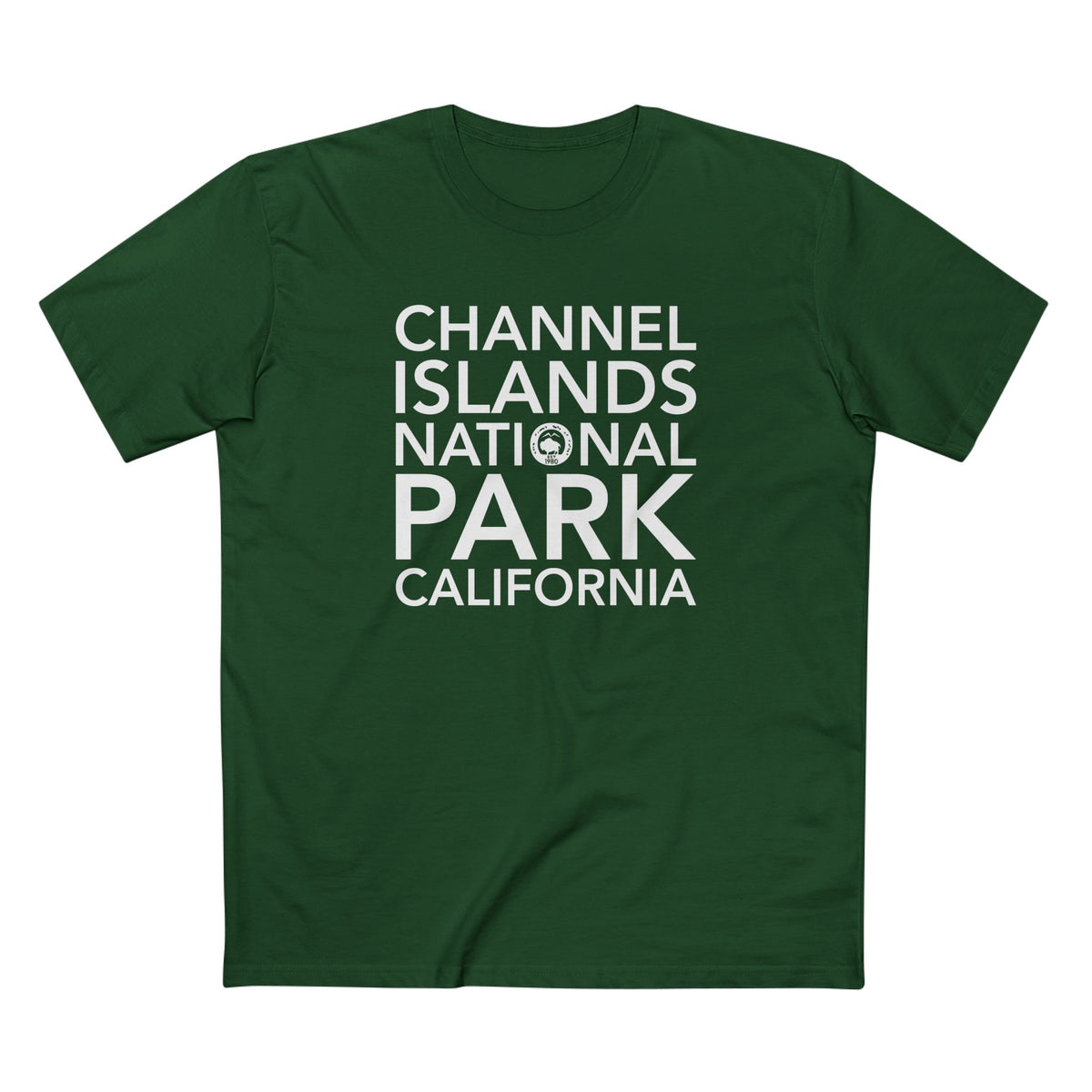 Channel Islands National Park T-Shirt Block Text in Forest Green