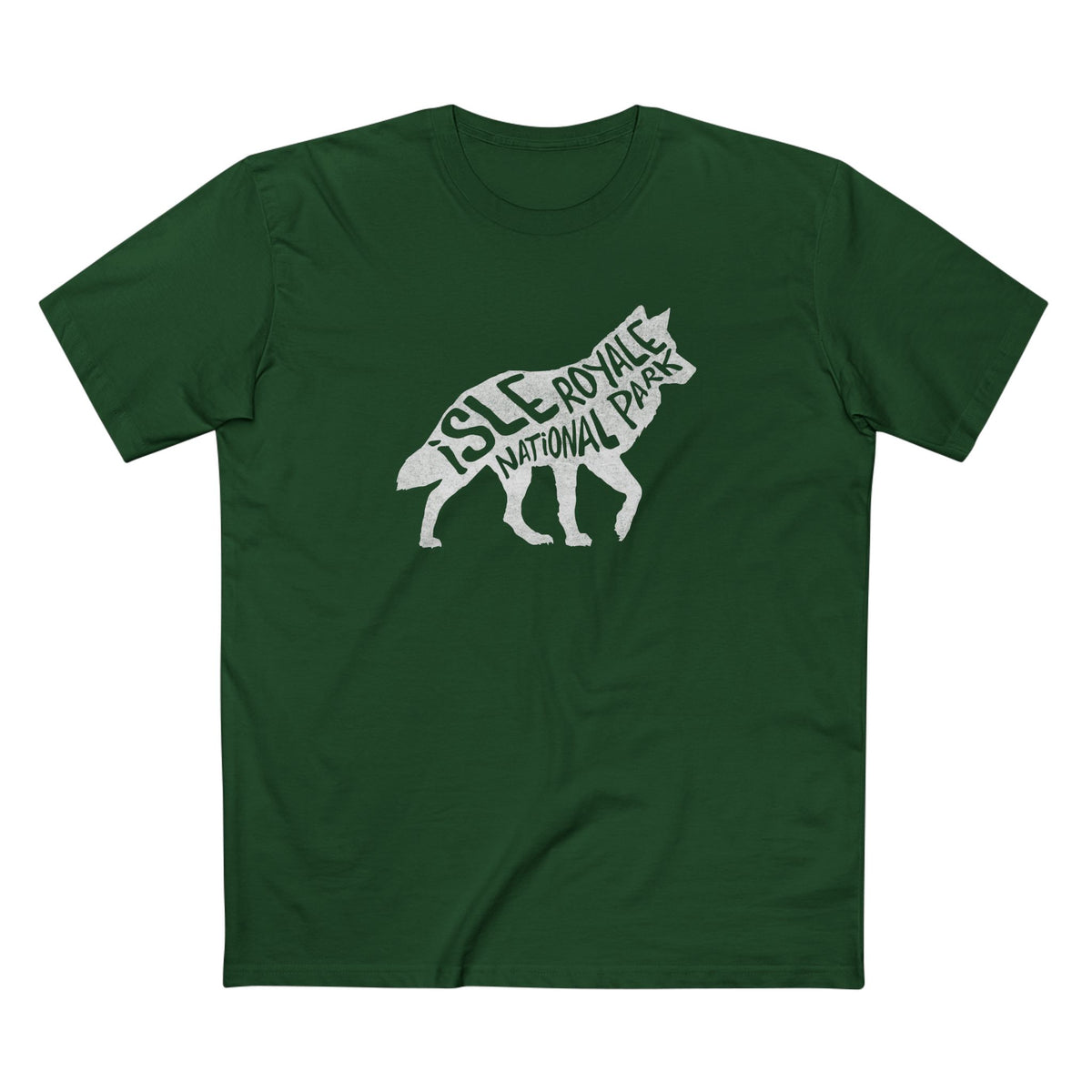 Isle Royale National Park T-Shirt - Gray Wolf in Forest Green