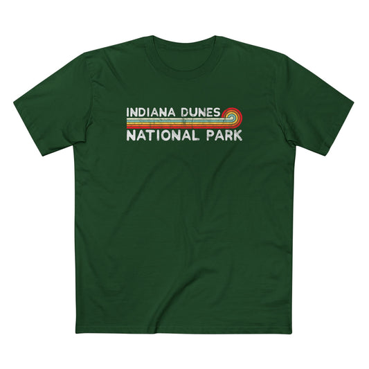 Indiana Dunes National Park T-Shirt - Vintage Stretched Sunrise in Forest Green