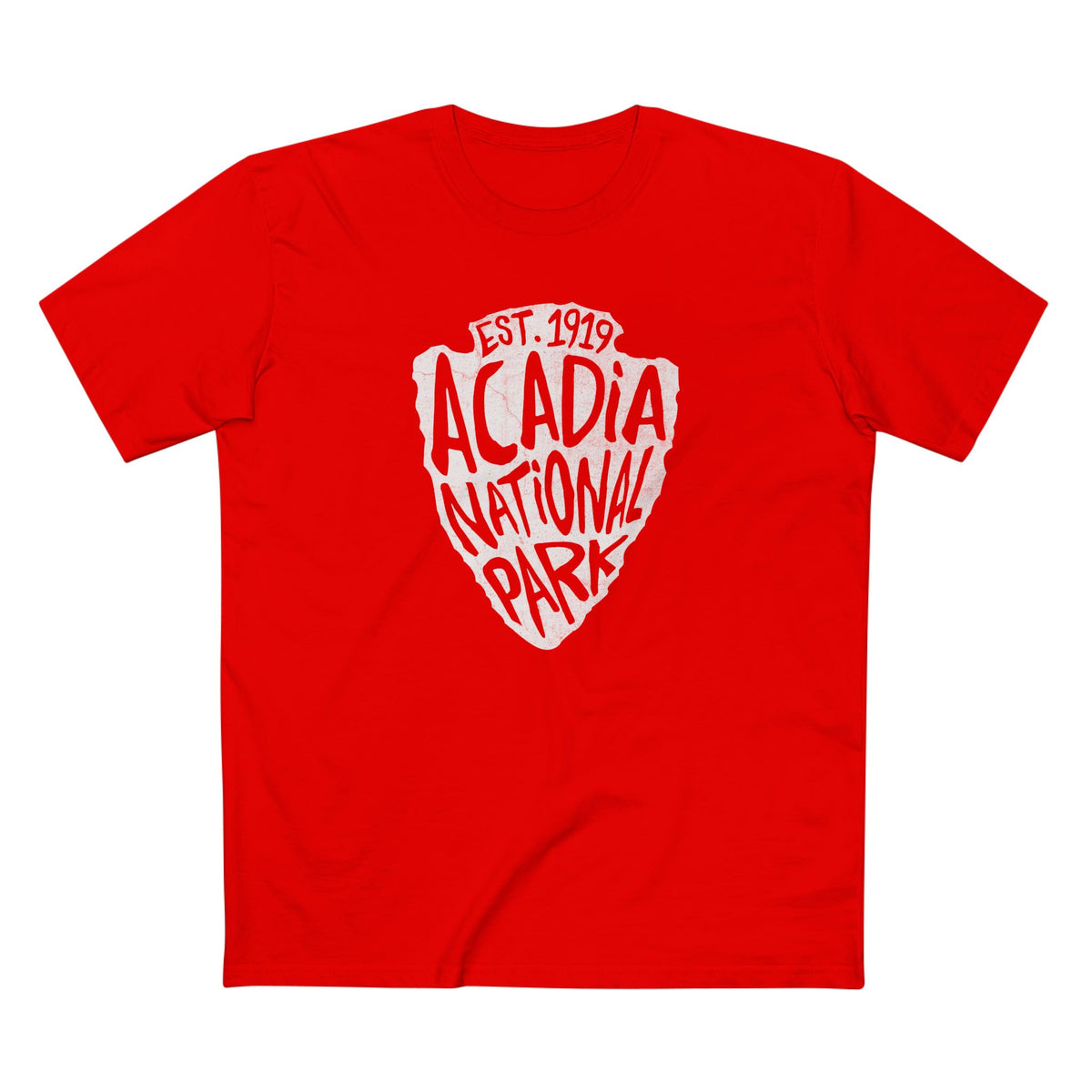 Acadia National Park T-Shirt - Arrowhead Design in Red