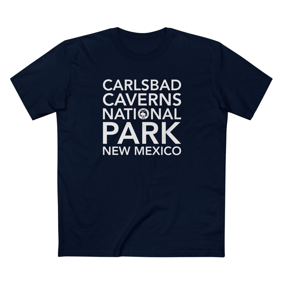 Carlsbad Caverns National Park T-Shirt Block Text in Navy