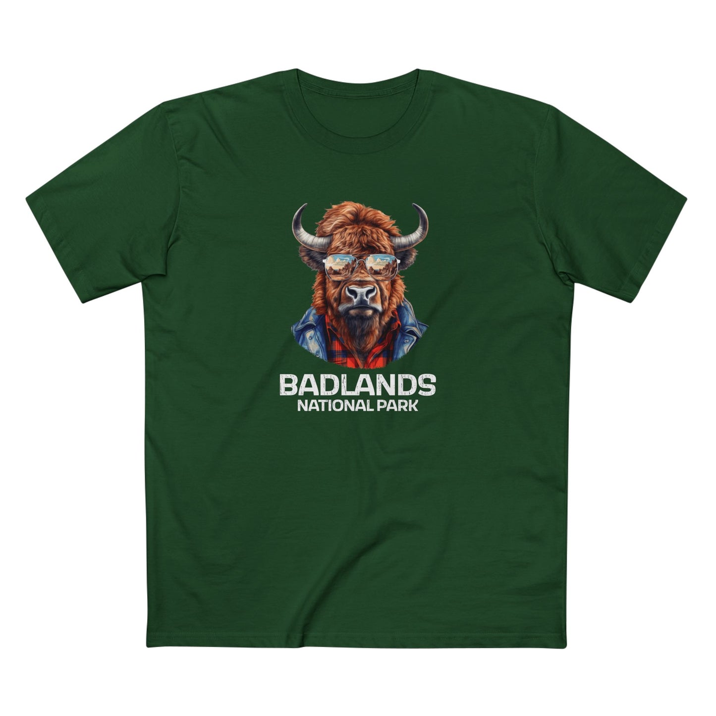 Badlands National Park T-Shirt - Bison in Forest Green