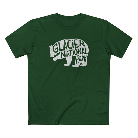 Glacier National Park T-Shirt - Grizzly Bear in Forest Green