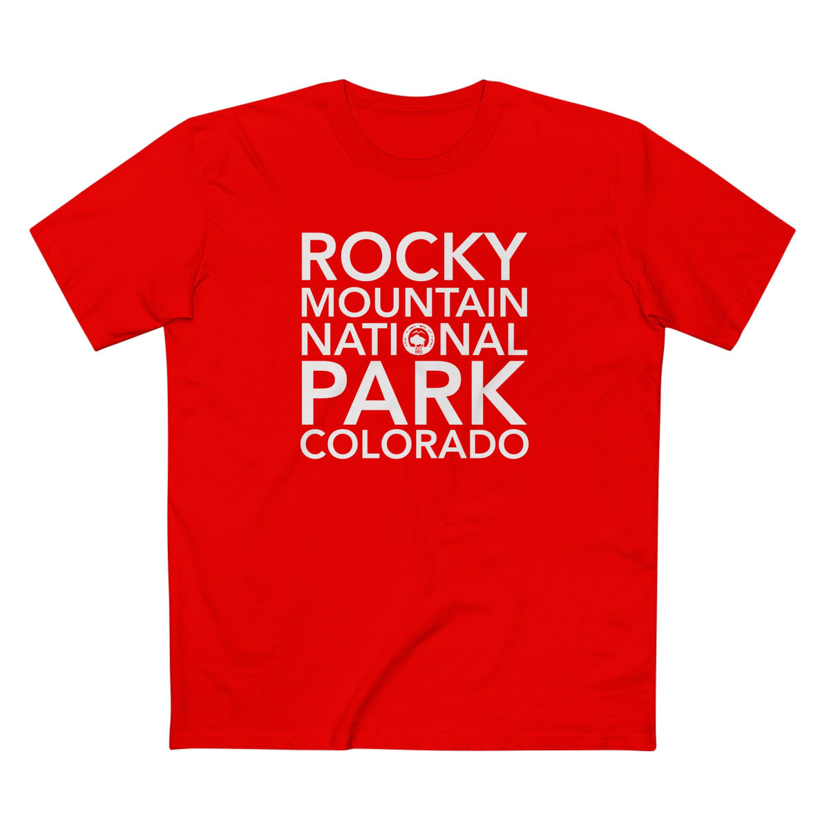 Rocky Mountain National Park T-Shirt Block Text in Red
