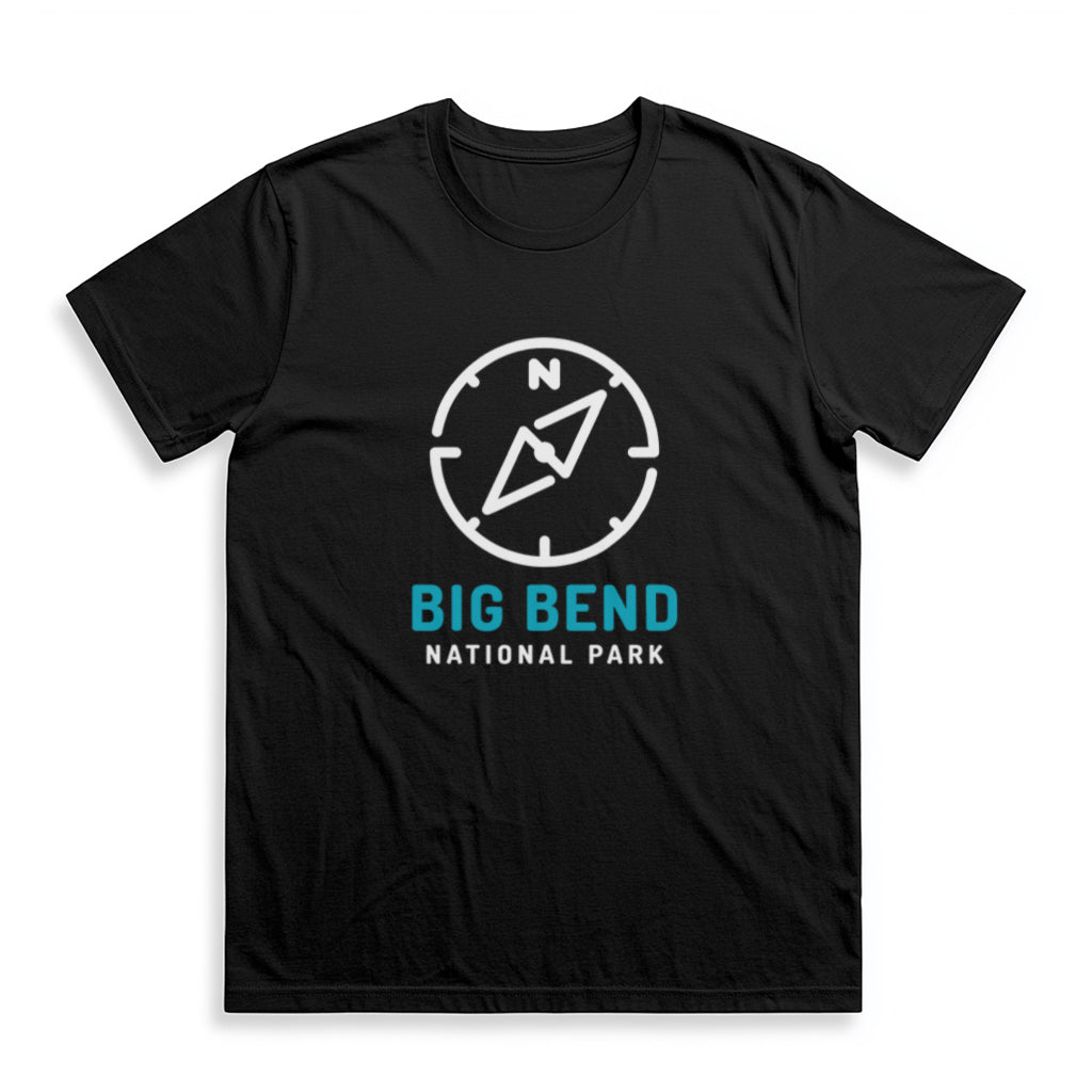 Big Bend National Park T-Shirt Compass Design in Black