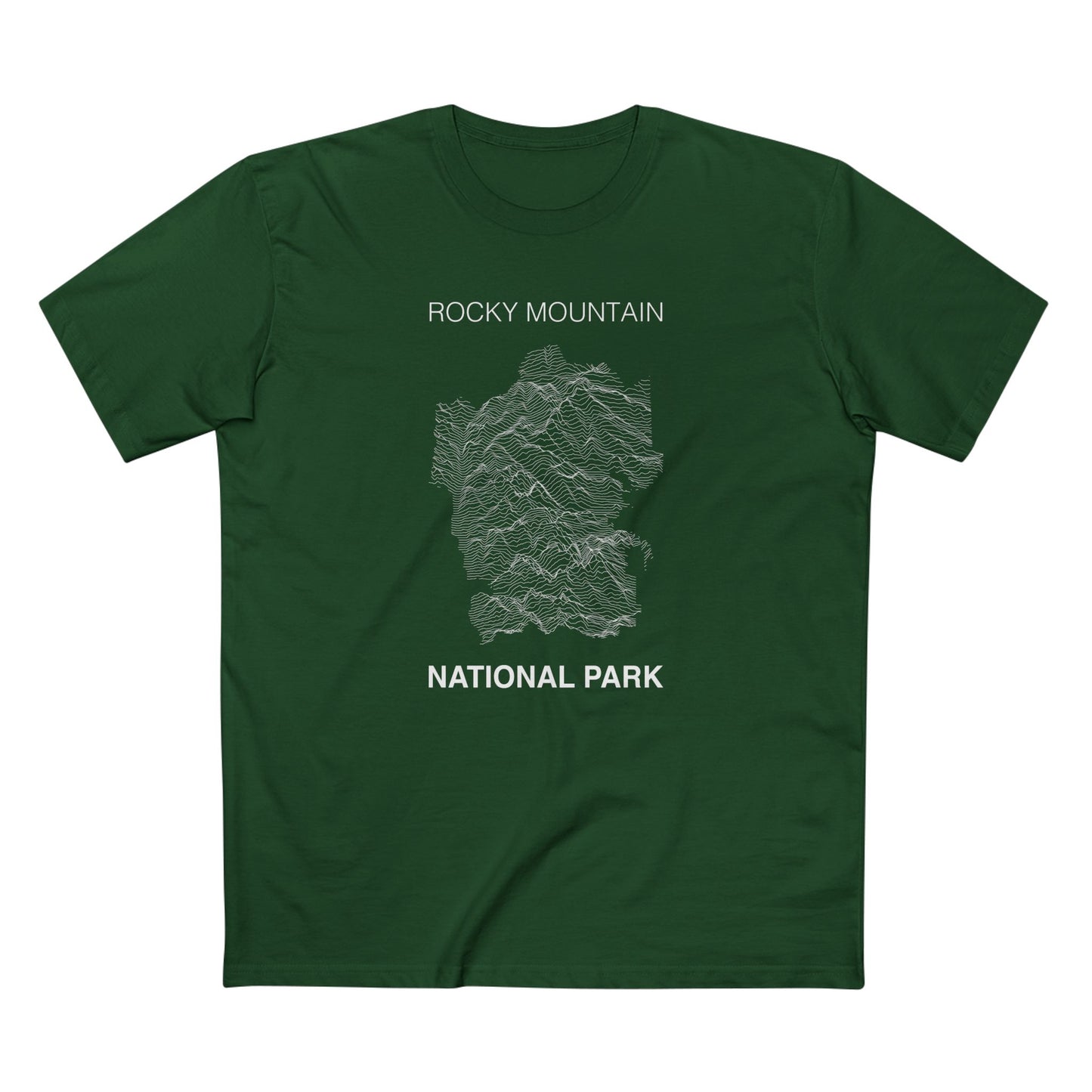Rocky Mountain National Park T-Shirt Lines in Forest Green
