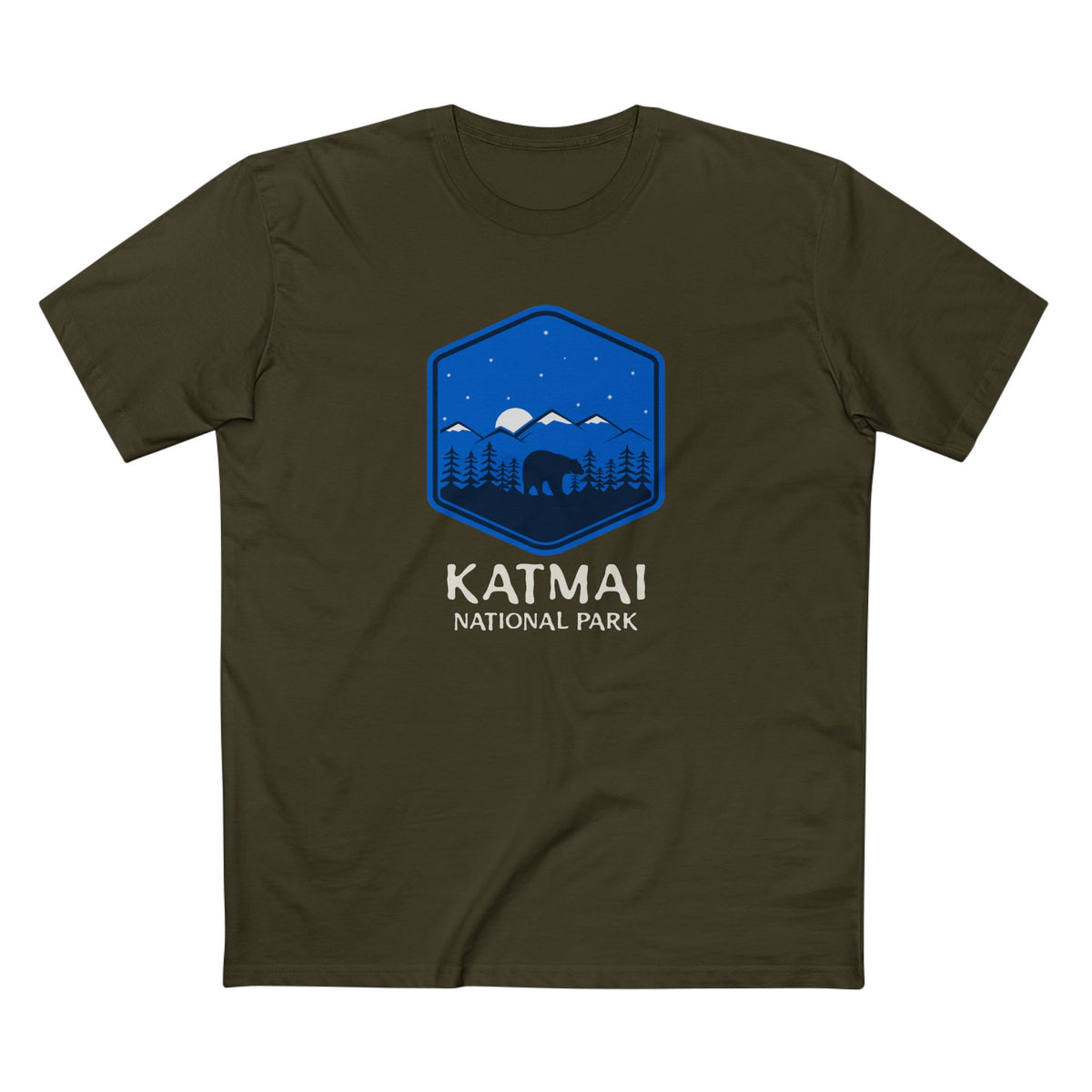 Katmai National Park T-Shirt - Bear Graphic in Army