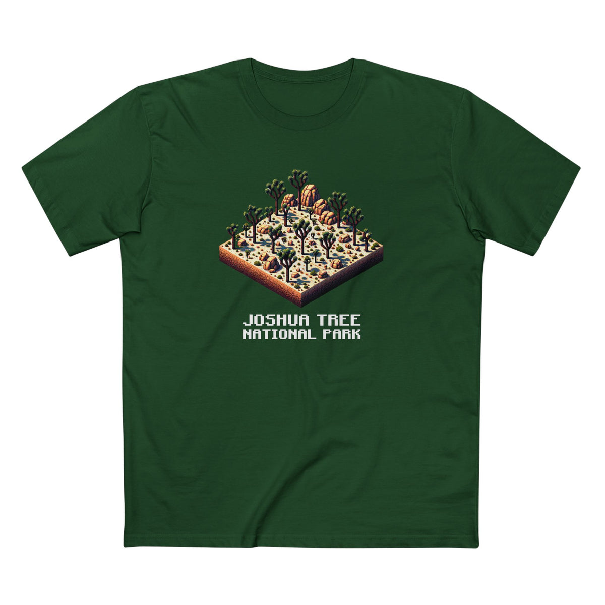 Joshua Tree National Park T-Shirt - Isometric Design in Forest Green