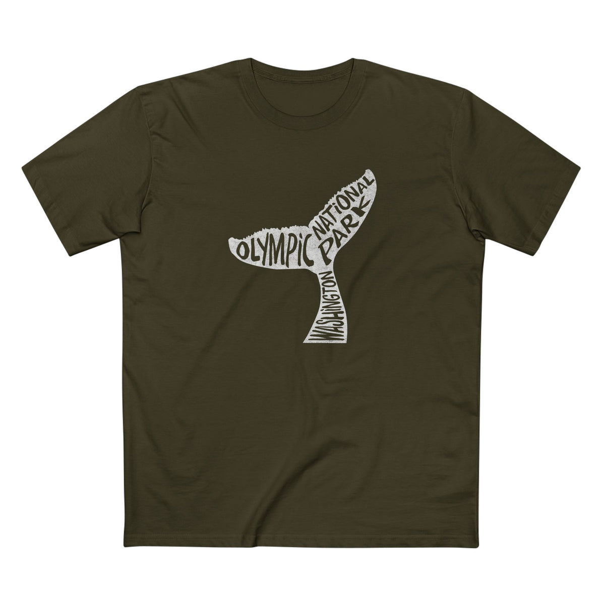 Olympic National Park T-Shirt - Whale Tail in Army
