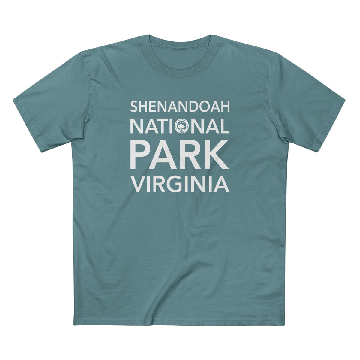Shenandoah National Park T-Shirt Block Text in Slate Blue