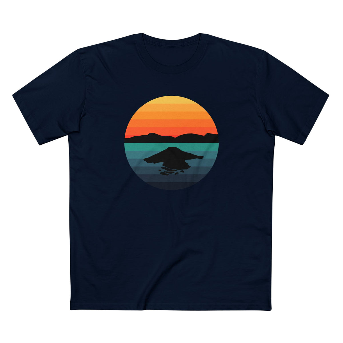 Crater Lake National Park T-Shirt - Circular Graphic Design in Navy