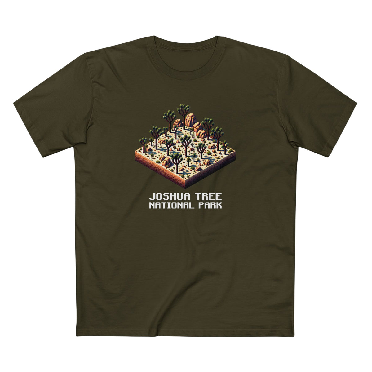 Joshua Tree National Park T-Shirt - Isometric Design in Army