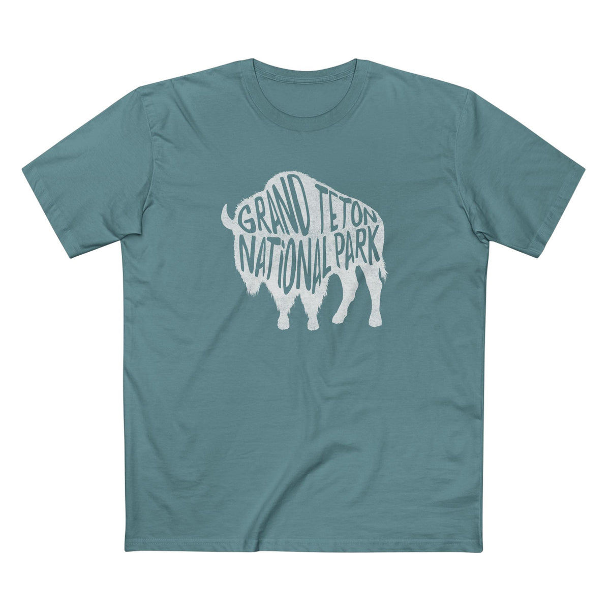 Grand Teton National Park T-Shirt - Bison in Slate Blue