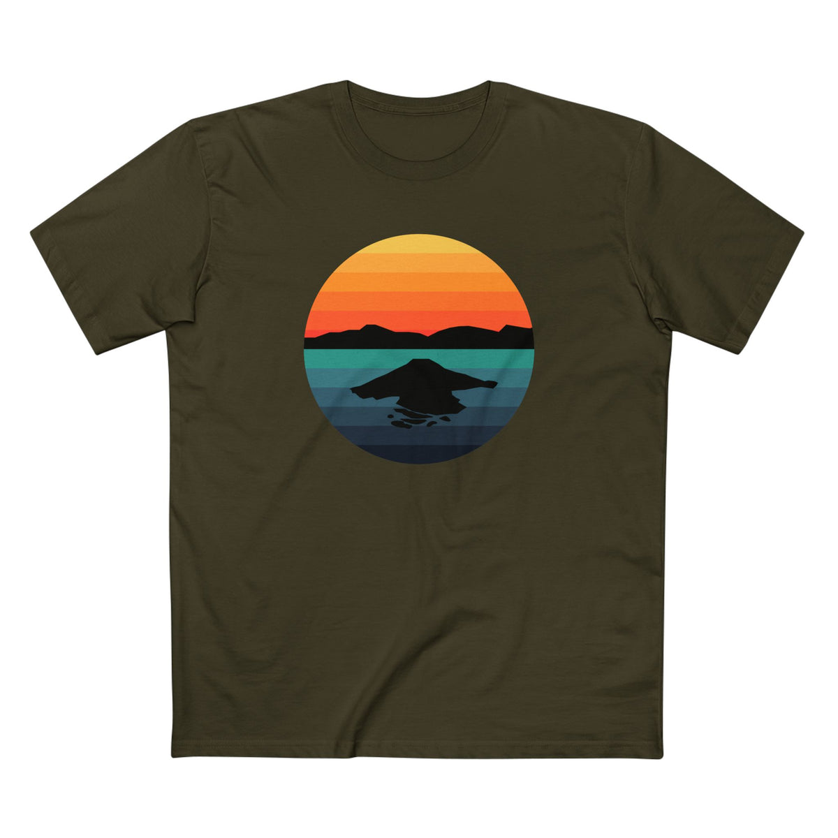 Crater Lake National Park T-Shirt - Circular Graphic Design in Army