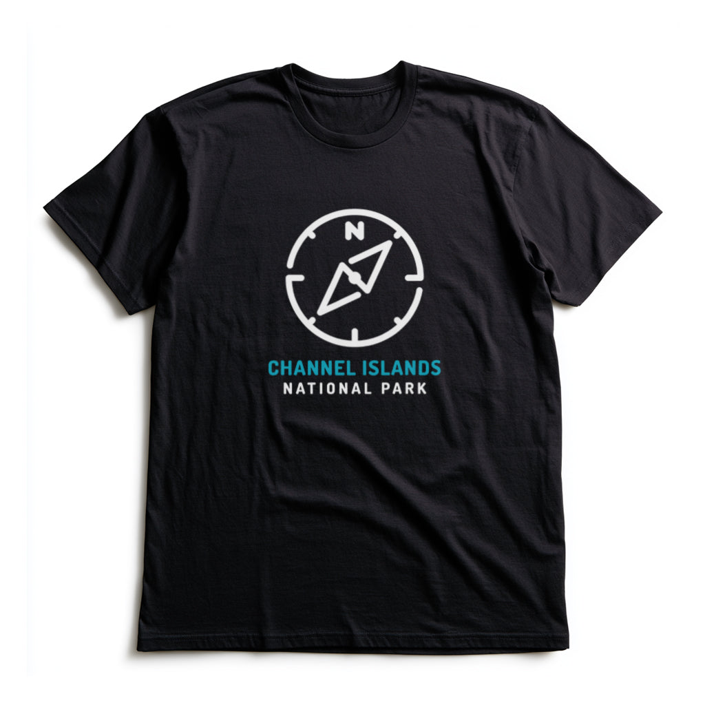 Channel Islands National Park T-Shirt Compass Design in Black