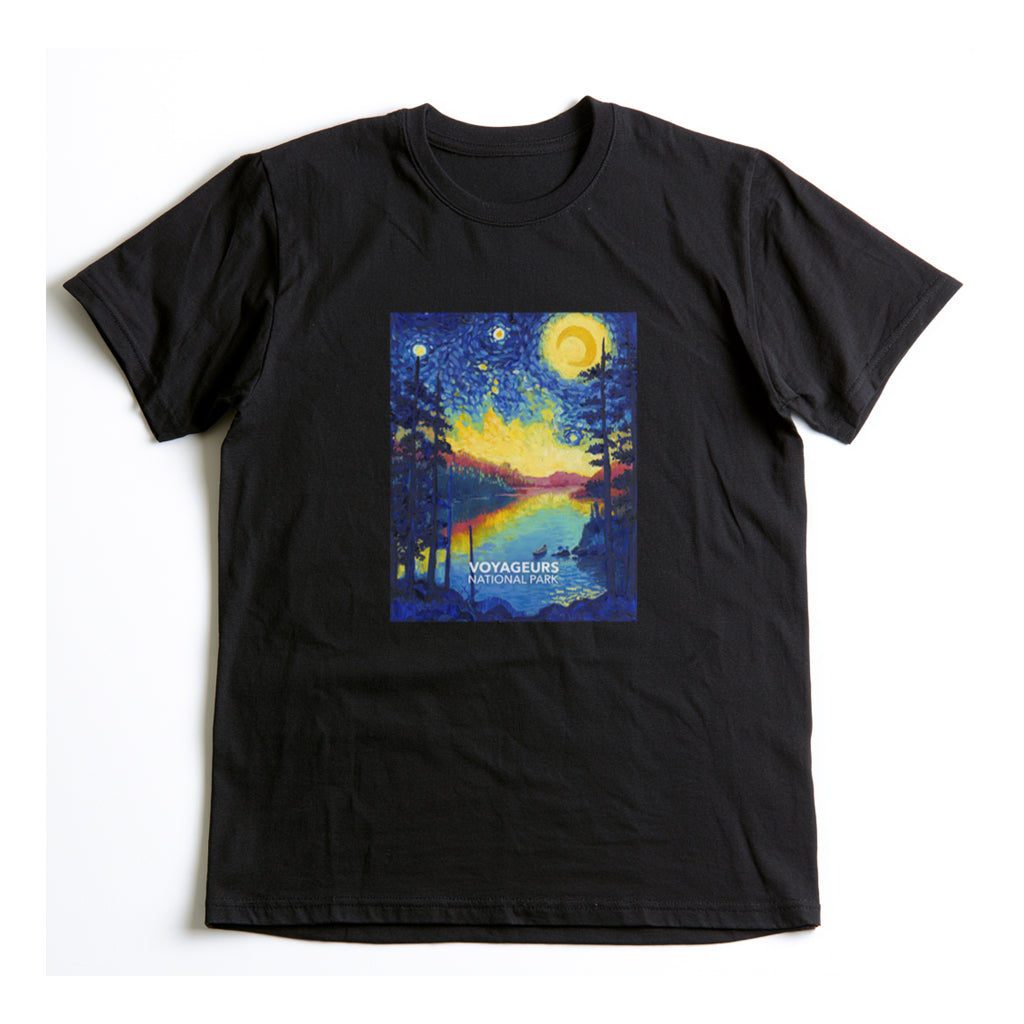 Voyageurs National Park T-Shirt - The Starry Night in Black