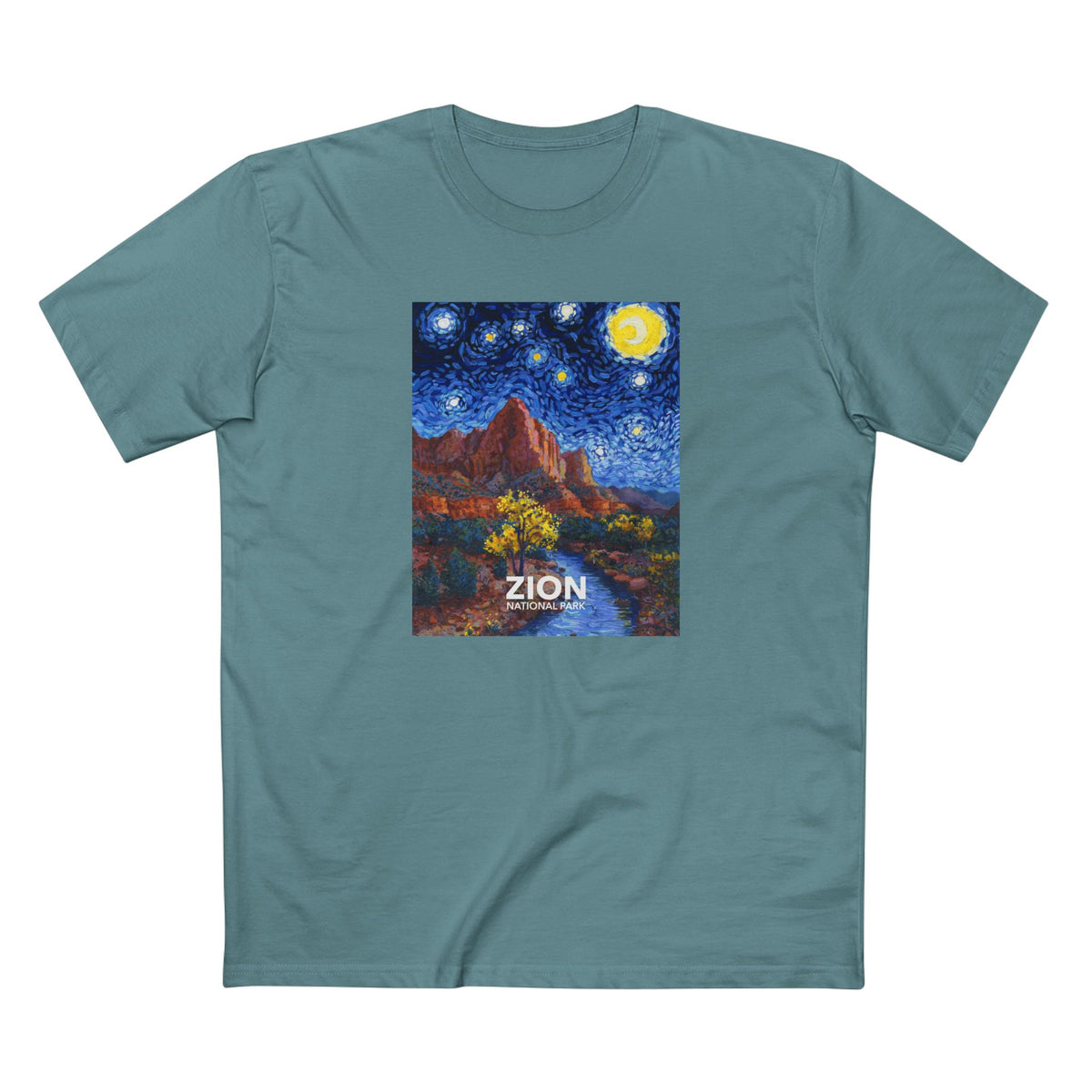 Zion National Park T-Shirt - The Starry Night in Slate Blue
