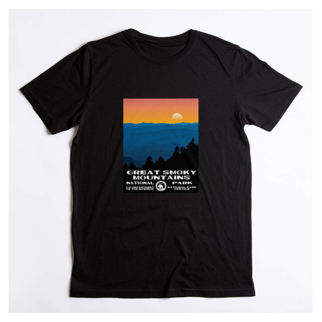 Great Smoky Mountains National Park T-Shirt - WPA Poster Design in Black
