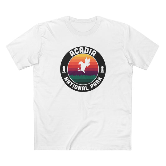 Acadia National Park T-Shirt - Round Badge Design in White