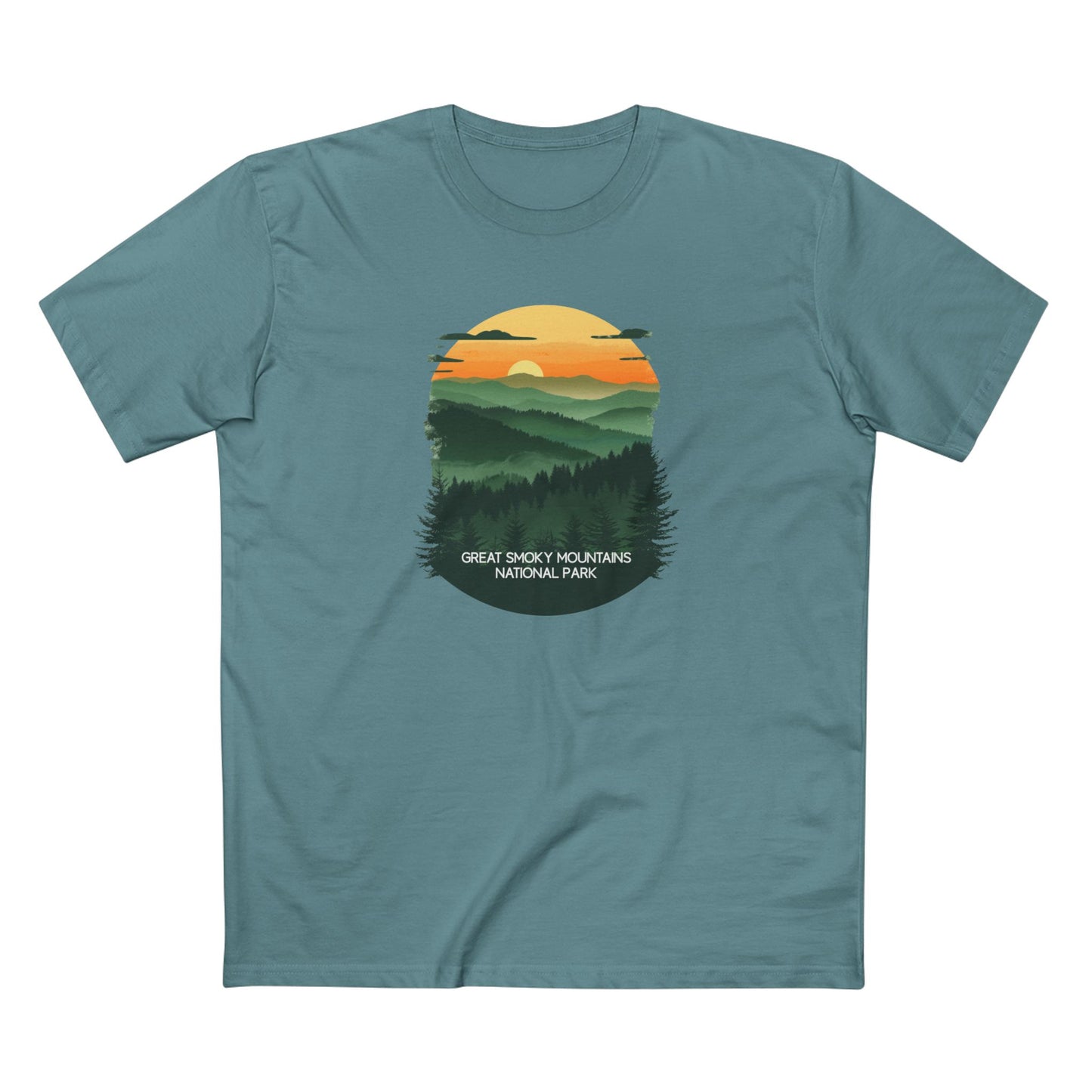Great Smoky Mountains National Park T-Shirt - Vintage Design in Slate Blue