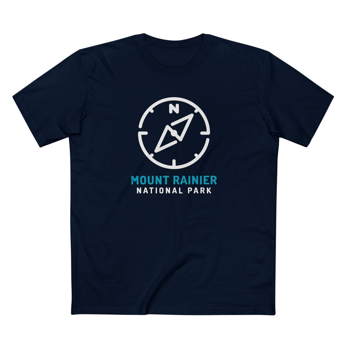 Mount Rainier National Park T-Shirt Compass Design in Navy