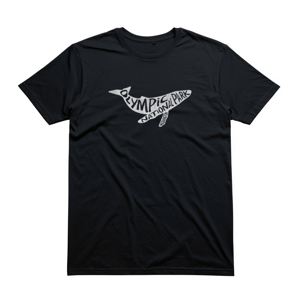 Olympic National Park T-Shirt - Humpback Whale in Black