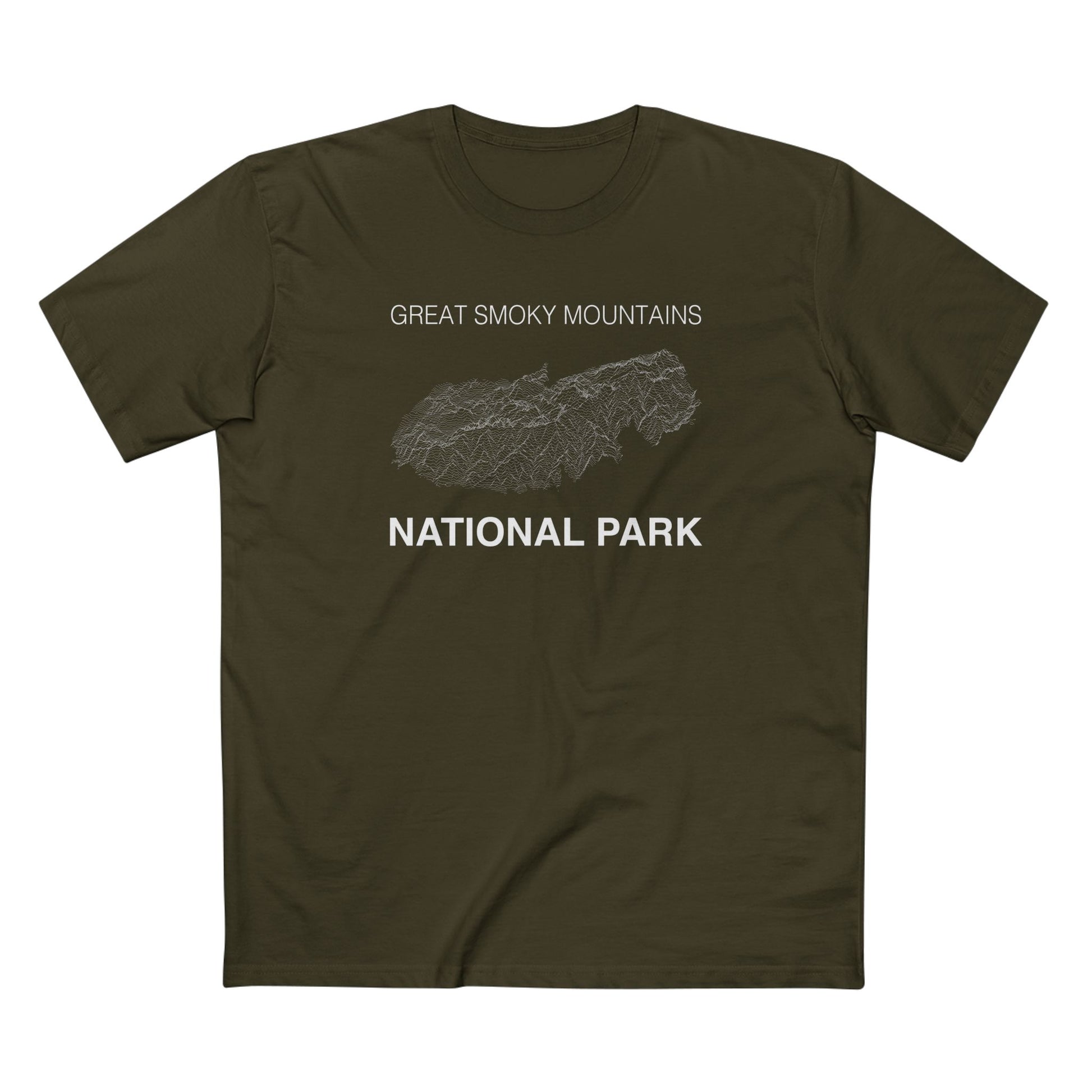 Great Smoky Mountains National Park T-Shirt - Topographical Lines in Army