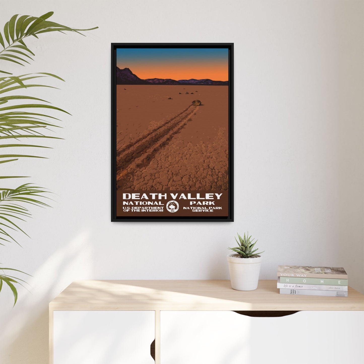 Death Valley National Park Framed Canvas - WPA Poster Racetrack Playa