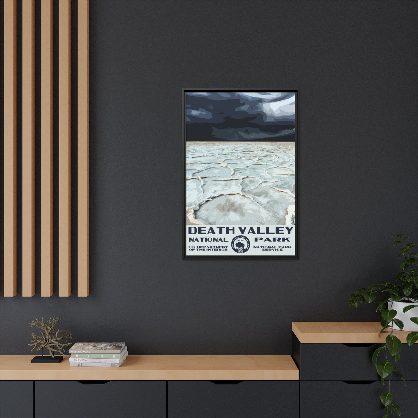 Death Valley National Park Framed Canvas - WPA Poster Badwater Basin