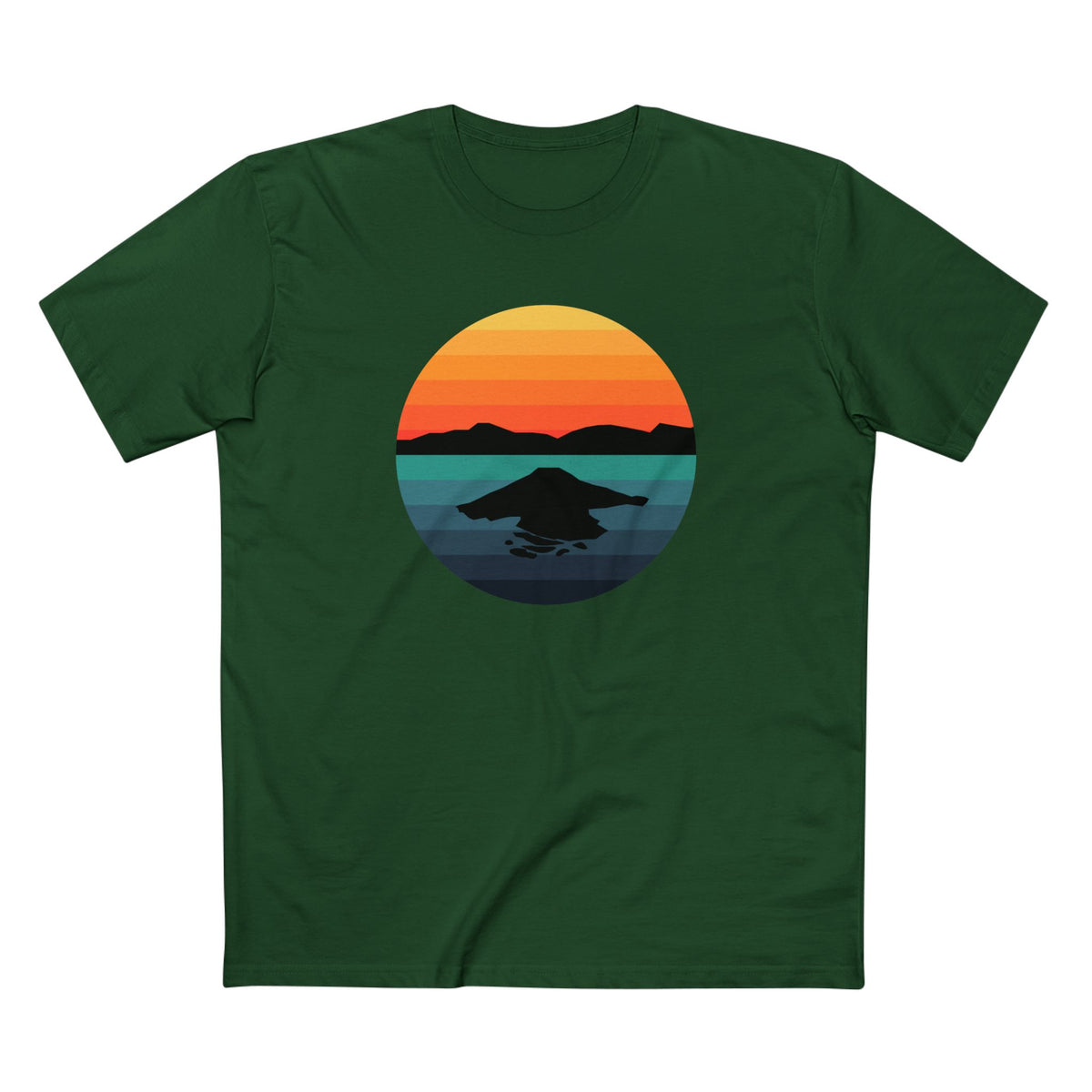 Crater Lake National Park T-Shirt - Circular Graphic Design in Forest Green