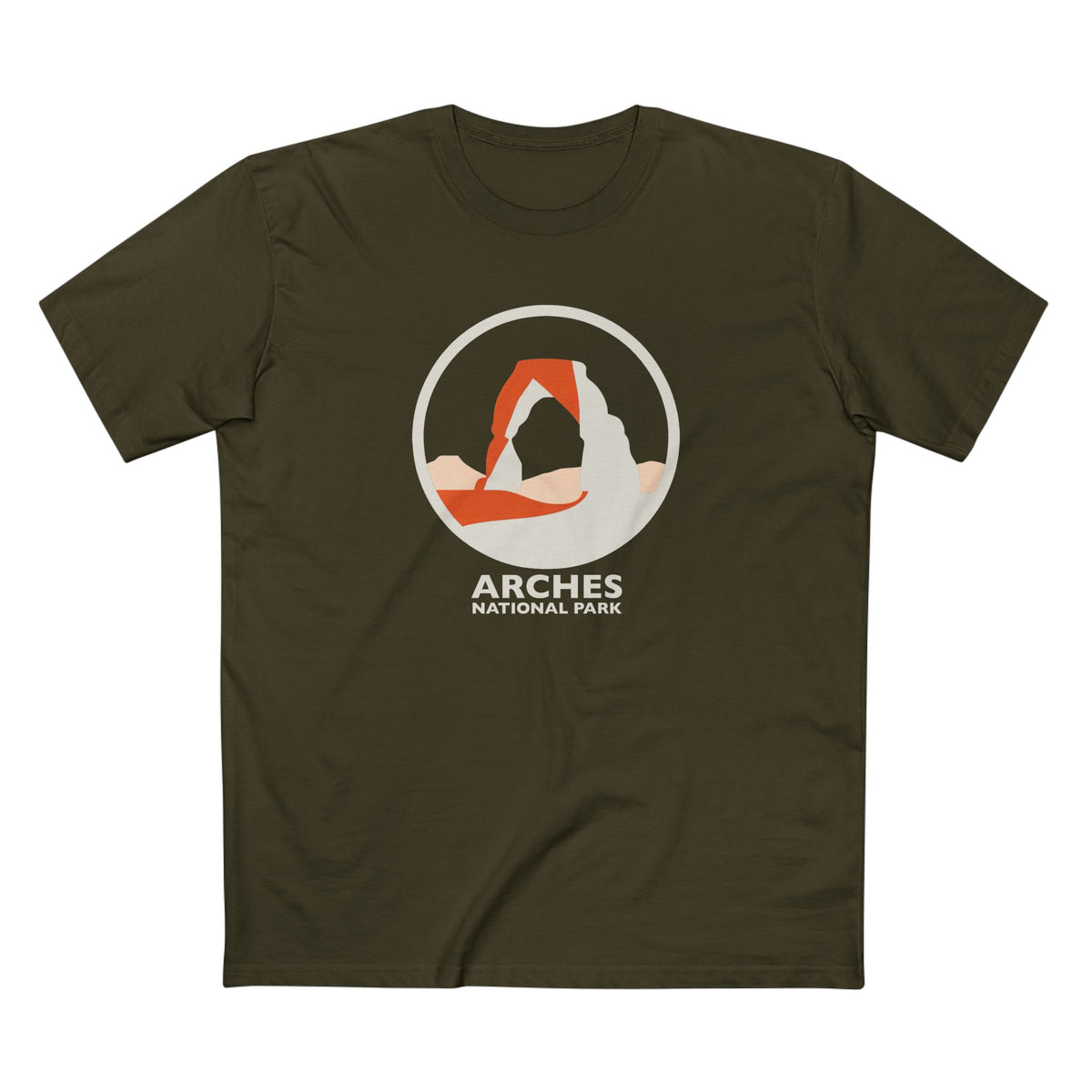 Arches National Park T-Shirt - Round Logo in Army
