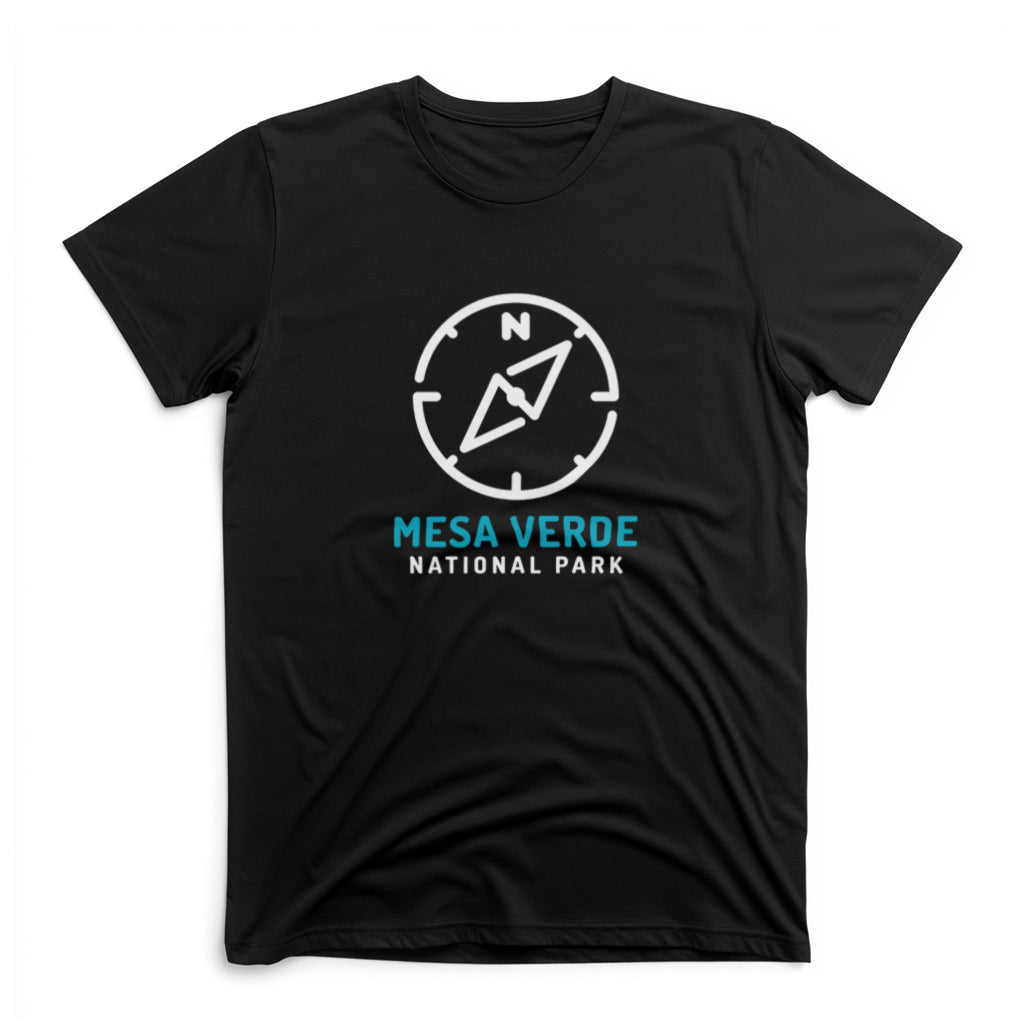 Mesa Verde National Park T-Shirt Compass Design in Black