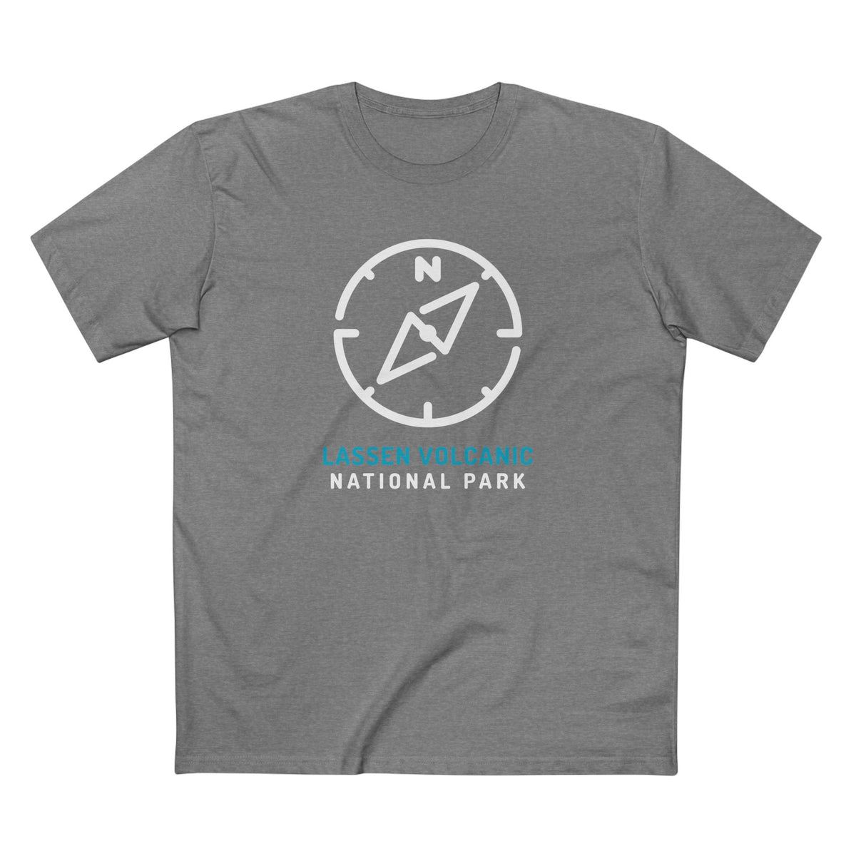 Lassen Volcanic National Park T-Shirt Compass Design in Athletic Heather