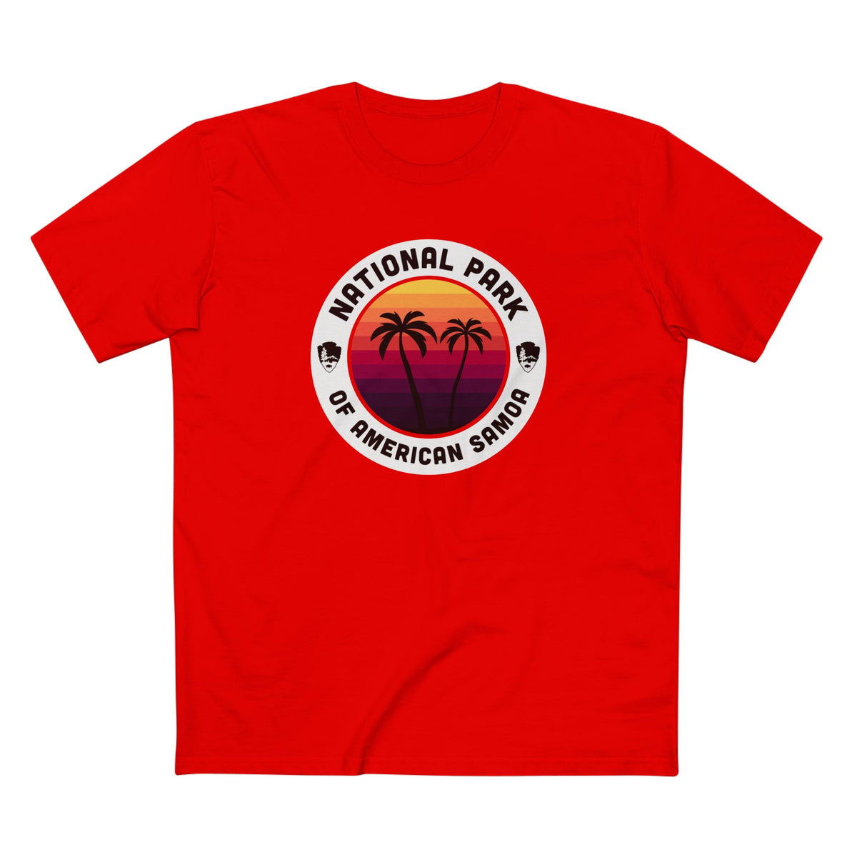 National Park of American Samoa T-Shirt - Round Badge Design in Red