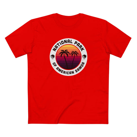 National Park of American Samoa T-Shirt - Round Badge Design in Red