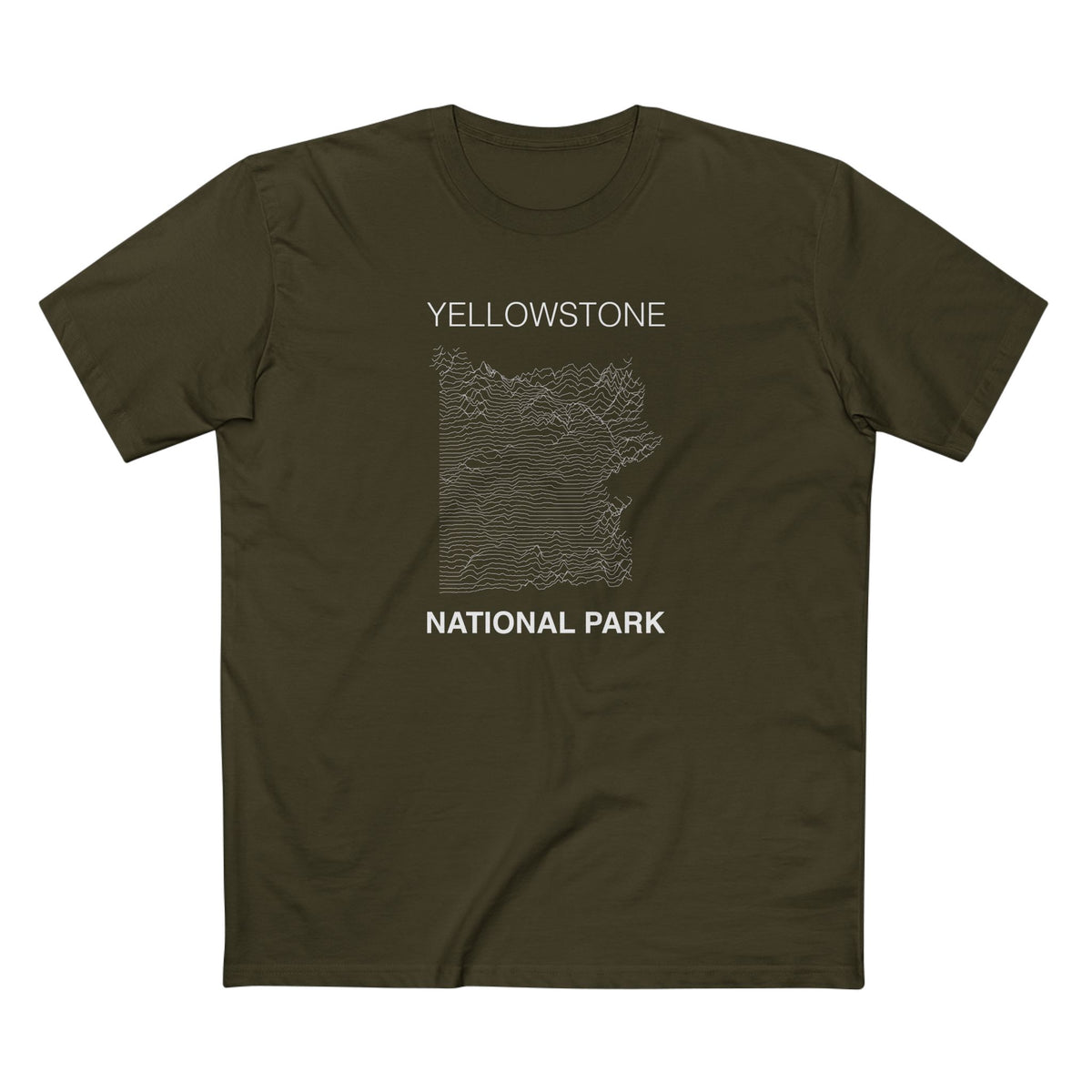 Yellowstone National Park T-Shirt Lines in Army