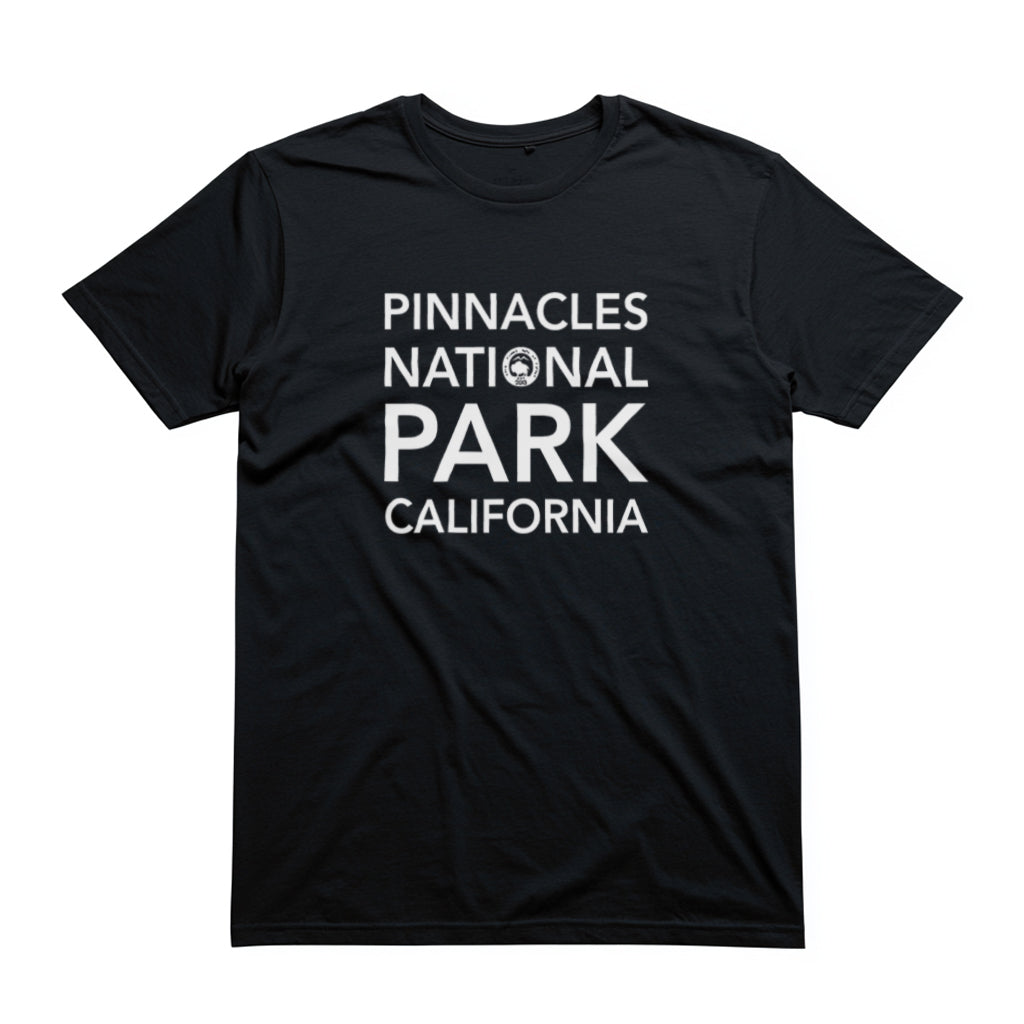 Pinnacles National Park T-Shirt Block Text in Black
