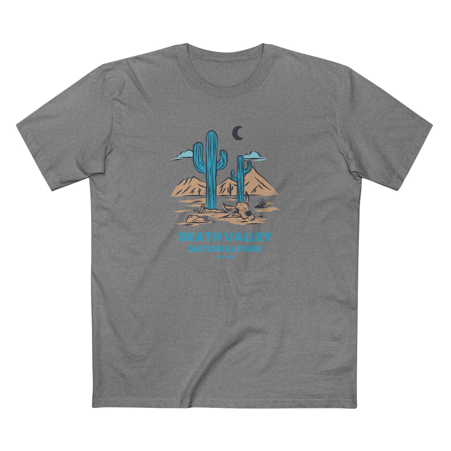 Death Valley National Park T-Shirt - Blue Cacti in Athletic Heather