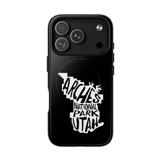 Arches National Park iPhone case with MagSafe featuring map artwork.