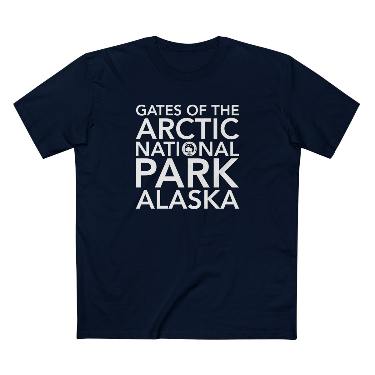 Gates of the Arctic National Park T-Shirt Block Text in Navy