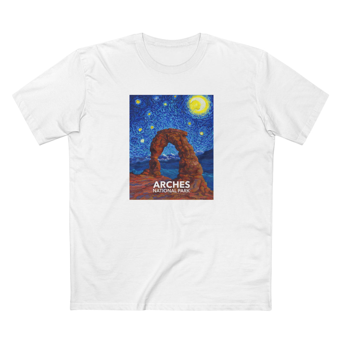 Arches National Park T-Shirt - The Starry Night in White