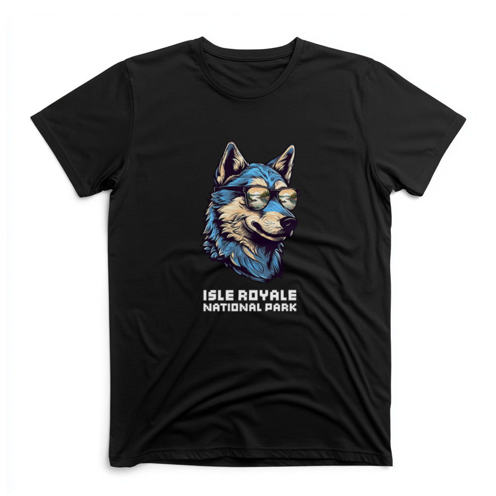 Isle Royale National Park T-Shirt - Smooth Wolf in Black