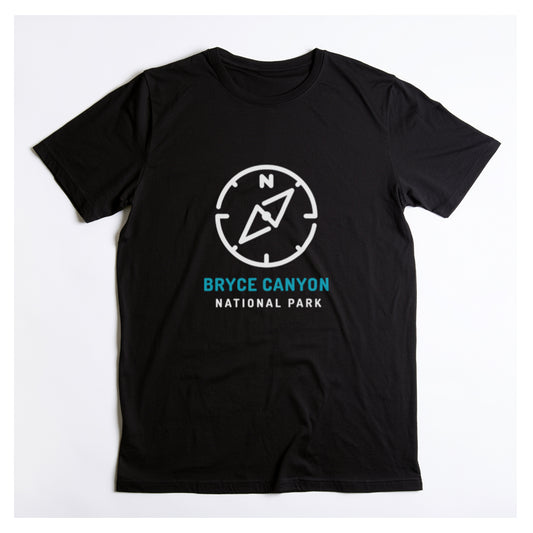 Bryce Canyon National Park T-Shirt Compass Design in Black