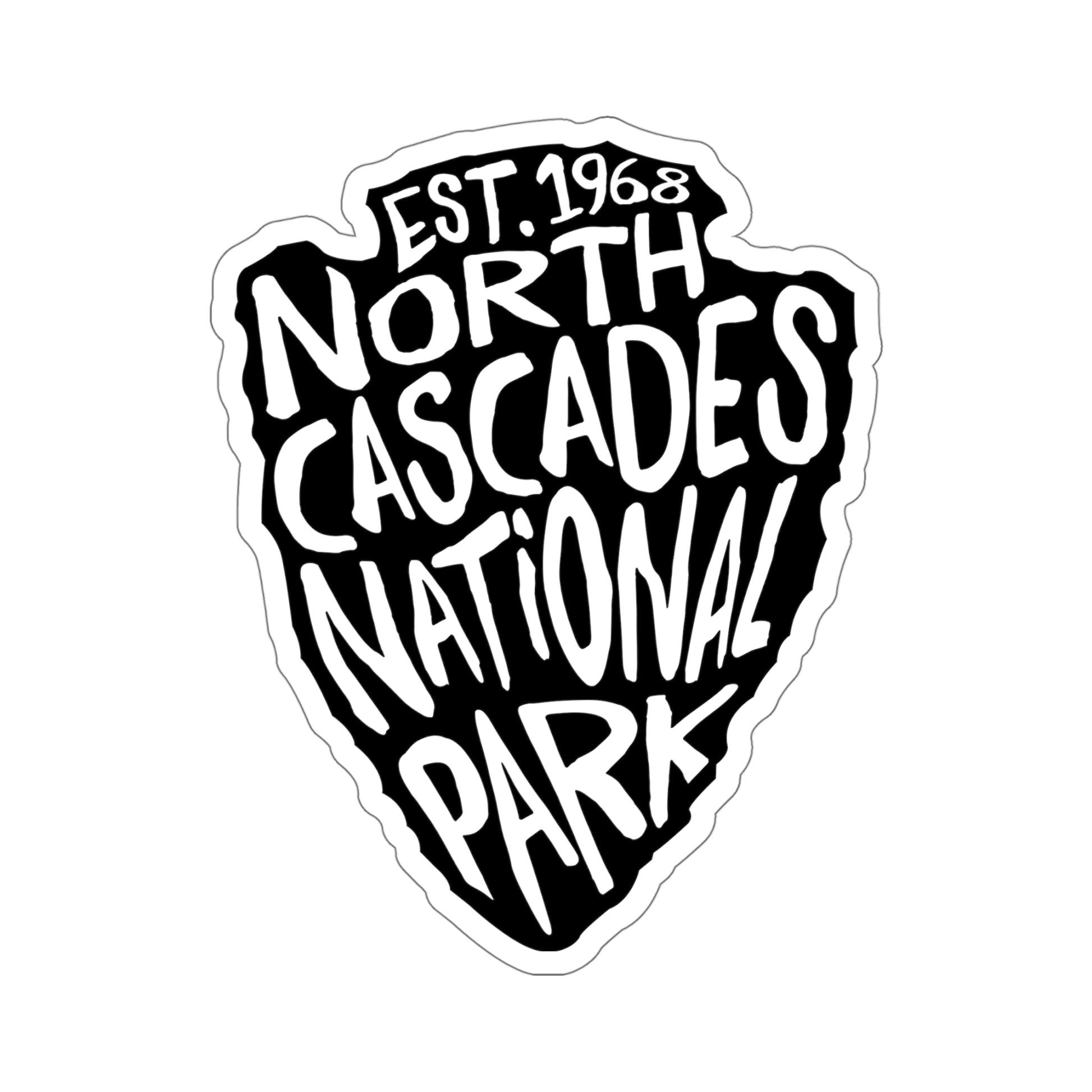 North Cascades National Park sticker featuring a National Park Service arrowhead design