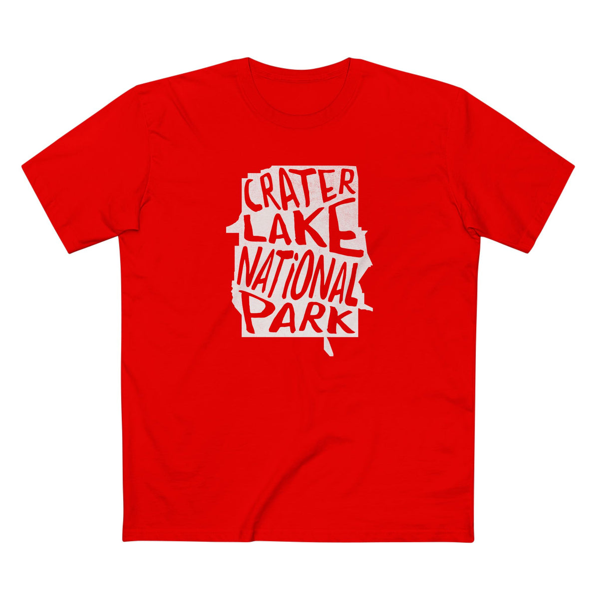 Crater Lake National Park T-Shirt - Map in Red