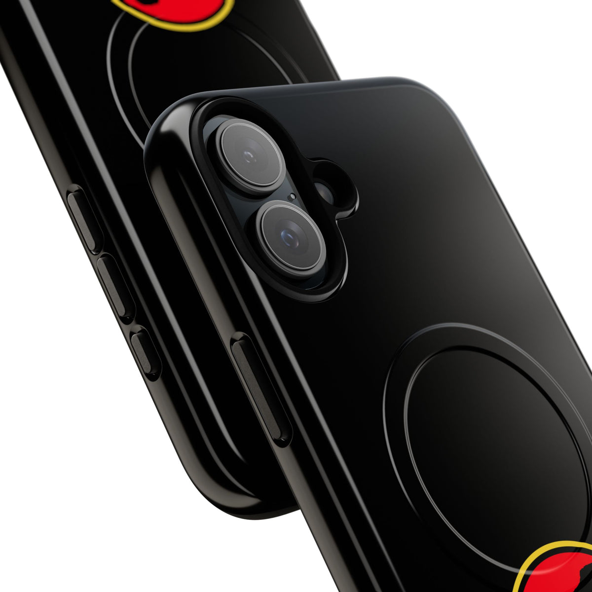 Everglades National Park magnetic iPhone case with red and yellow parody logo on black background