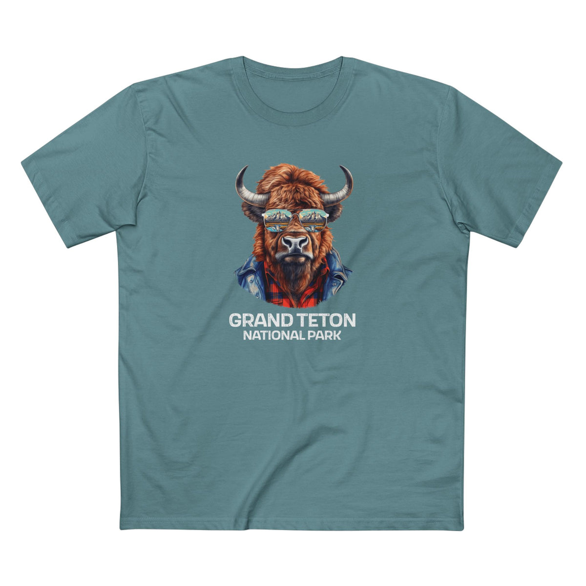 Grand Teton National Park T-Shirt - Bison in Slate Blue