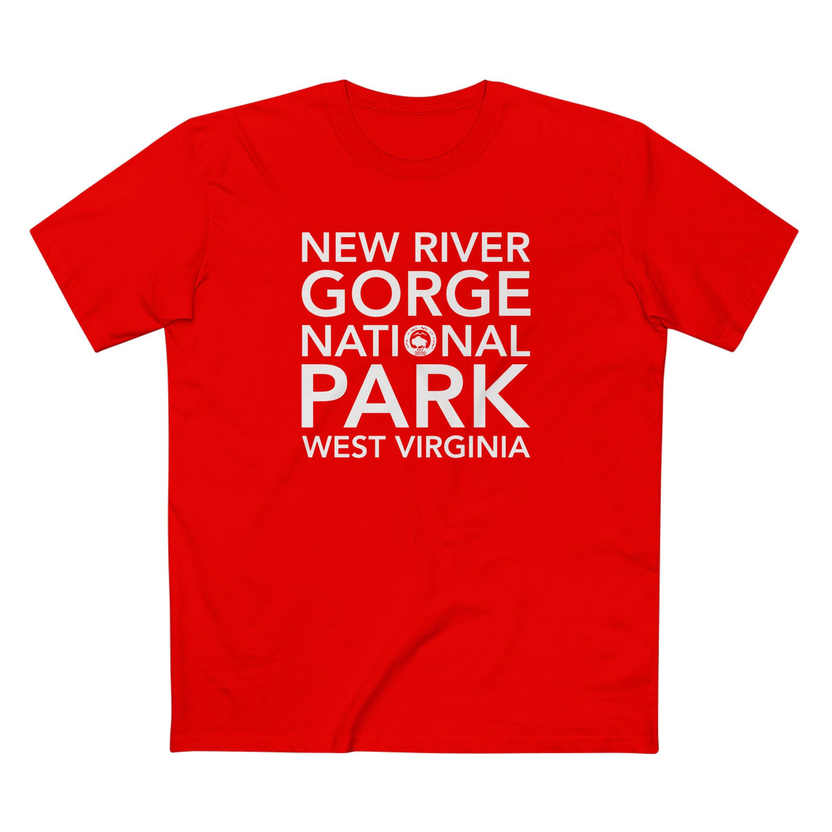 New River Gorge National Park T-Shirt Block Text in Red