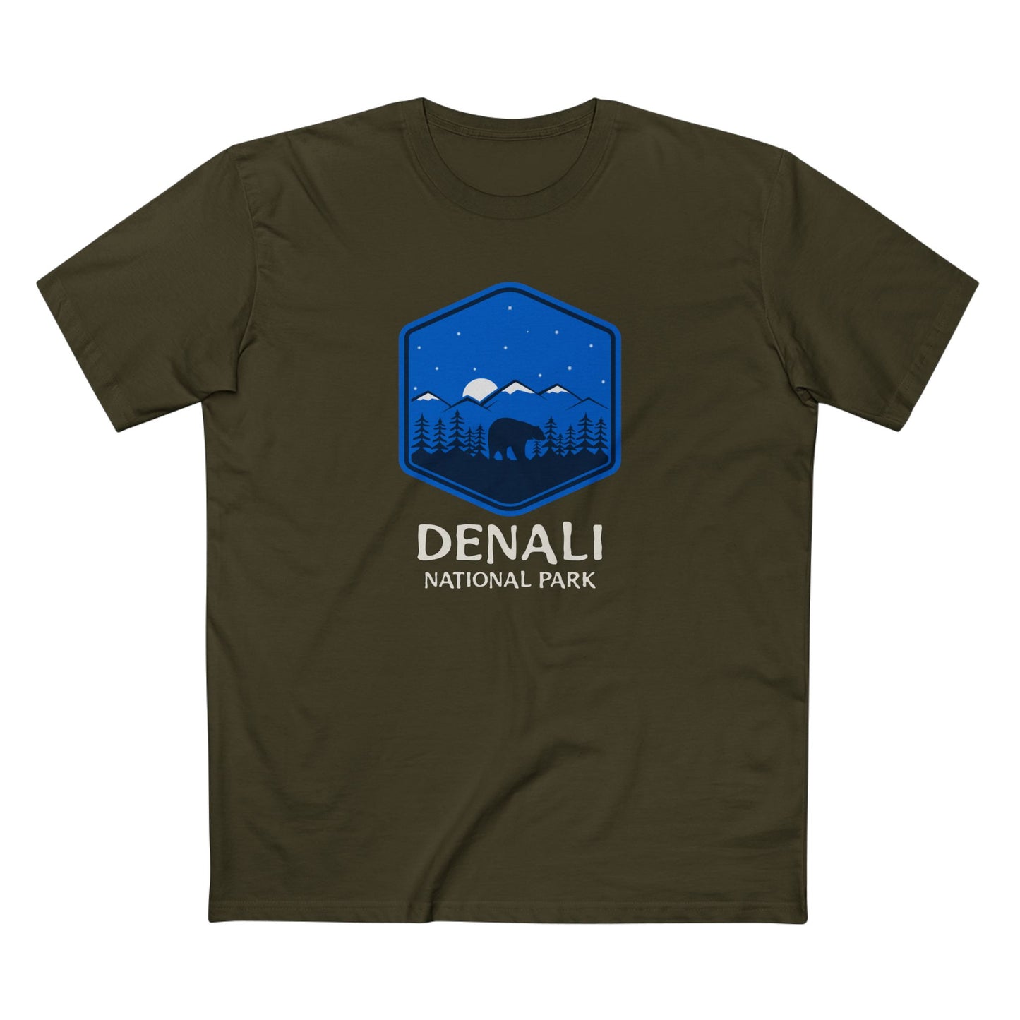 Denali National Park T-Shirt - Bear Graphic in Army