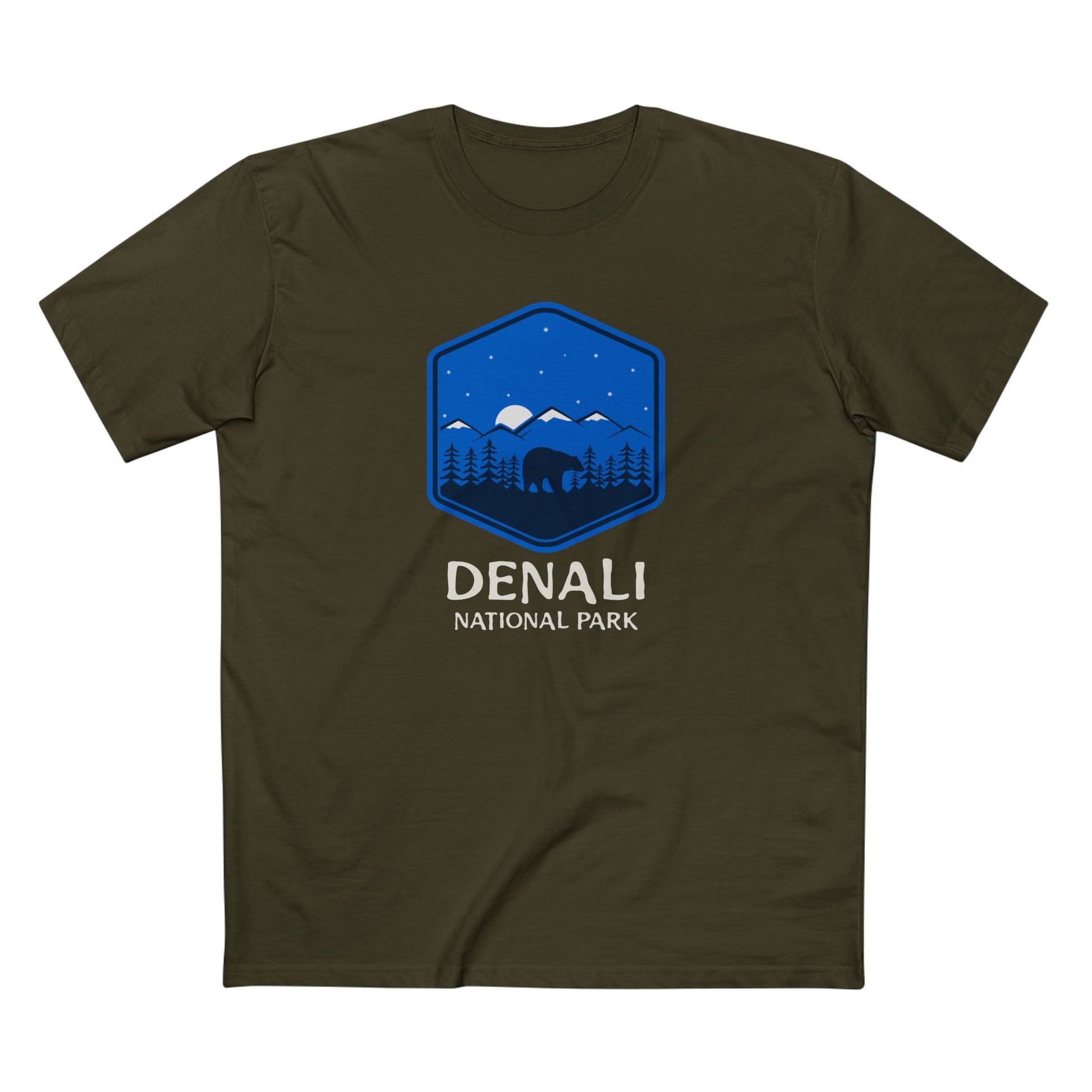 Denali National Park T-Shirt - Bear Graphic in Army
